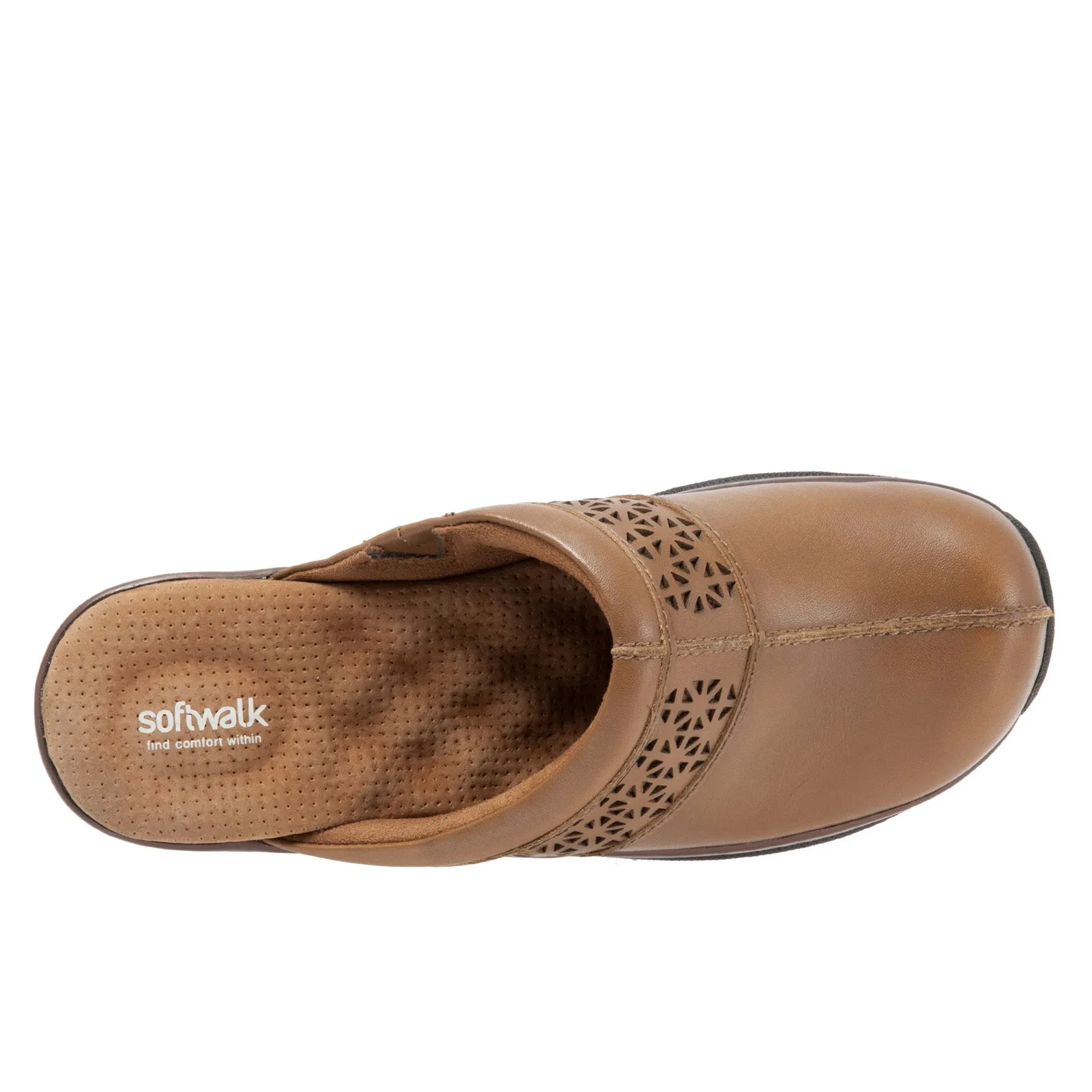 Softwalk Abby S1109-226 Womens Brown Leather Slip On Clogs Sandals Shoes