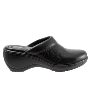 Softwalk Murietta S6015-001 Womens Black Leather Clogs Sandals Shoes