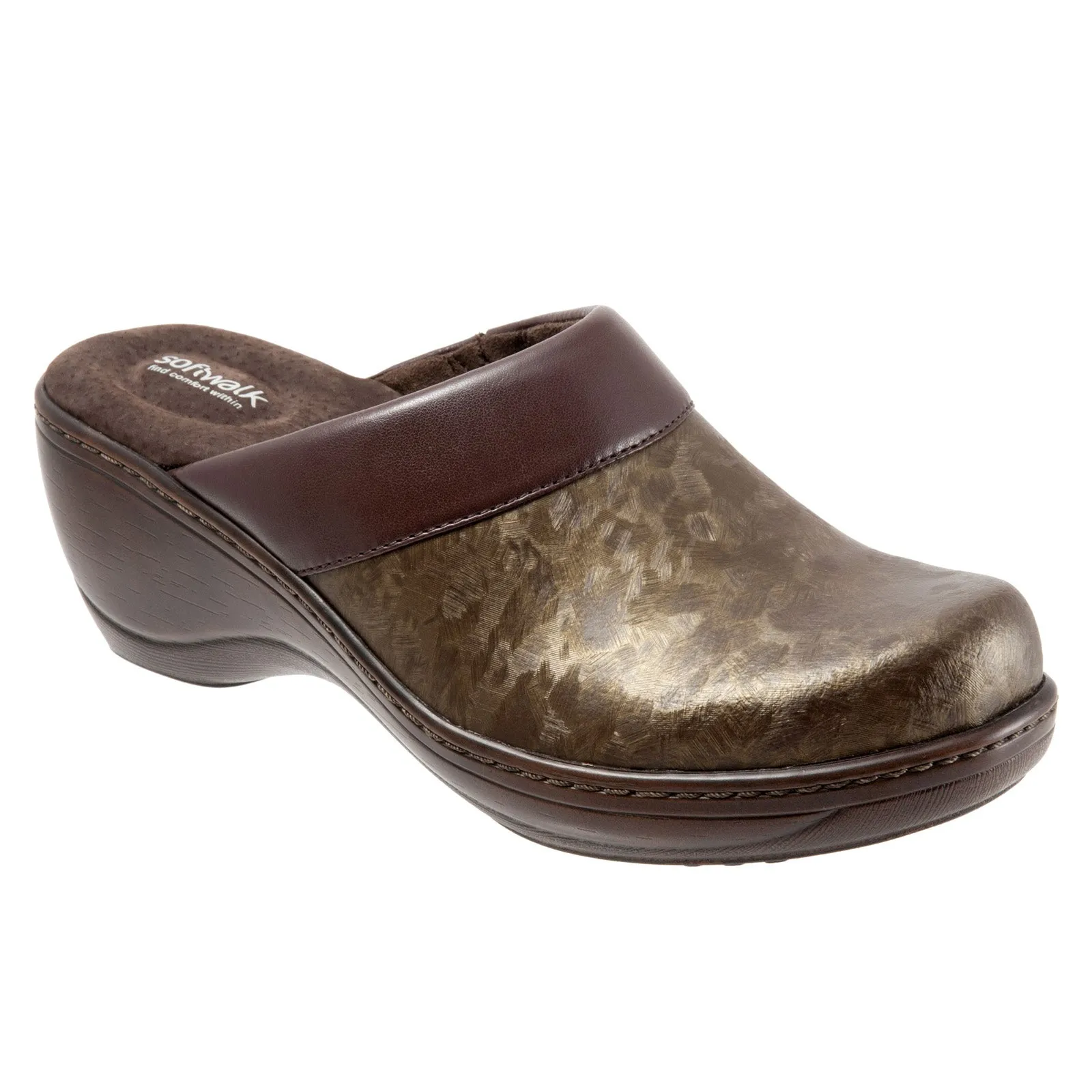 Softwalk Murietta S6015-229 Womens Brown Narrow Leather Clogs Sandals Shoes