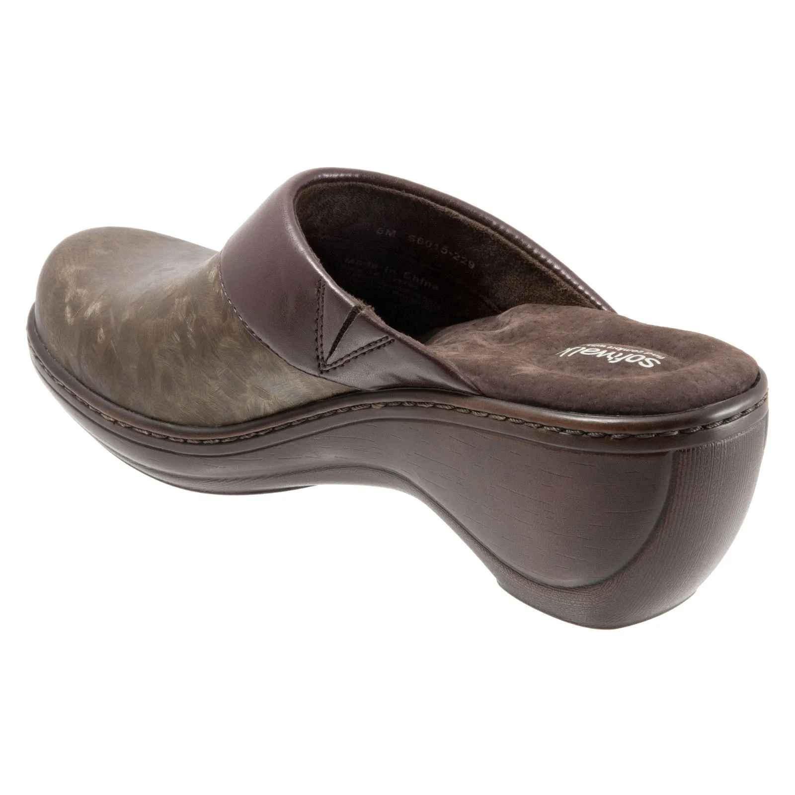 Softwalk Murietta S6015-229 Womens Brown Narrow Leather Clogs Sandals Shoes