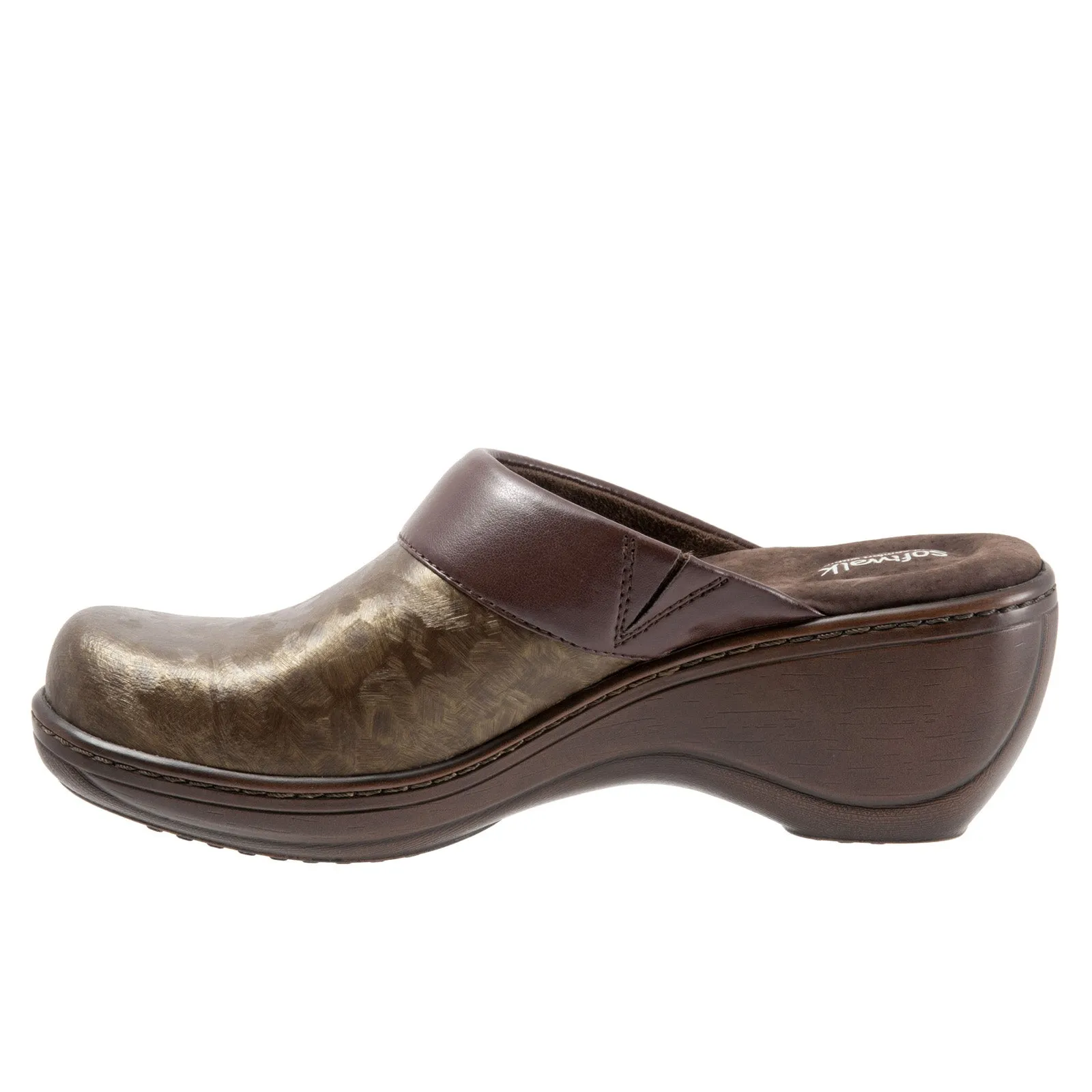 Softwalk Murietta S6015-229 Womens Brown Narrow Leather Clogs Sandals Shoes