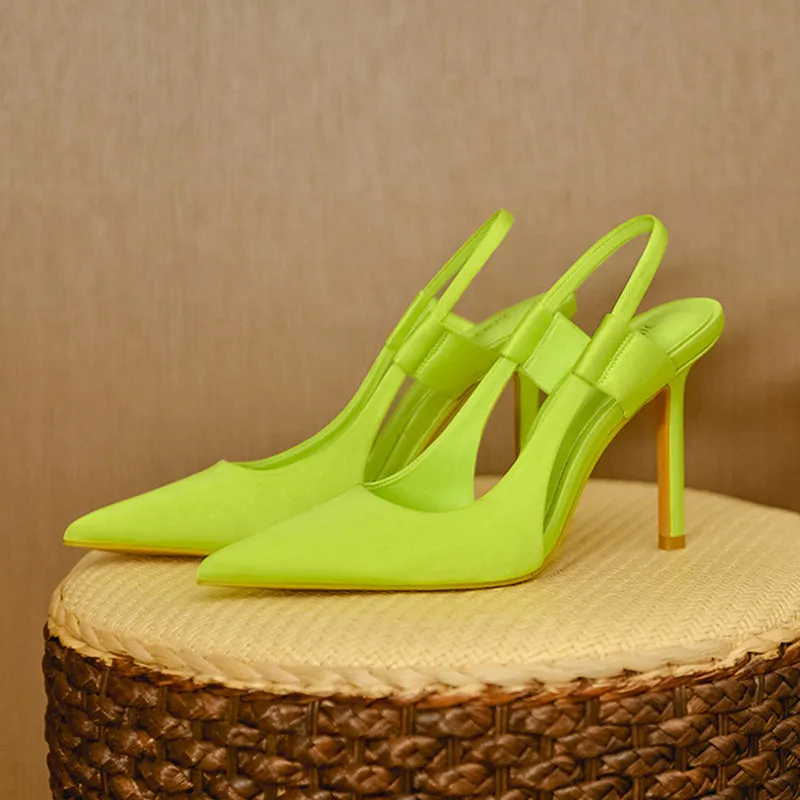 Spring Brand Slingback Sandals Pointed Toe Slip On Thin High Heel Ladies Elegant Pumps Shoes Drss Sanda