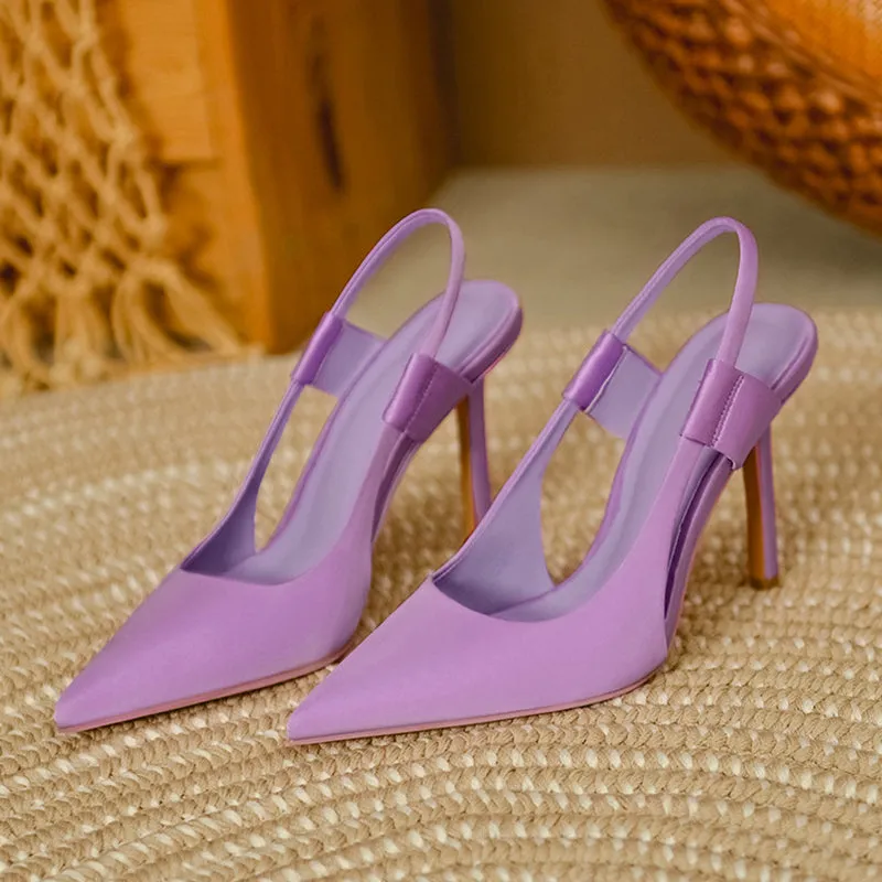 Spring Brand Slingback Sandals Pointed Toe Slip On Thin High Heel Ladies Elegant Pumps Shoes Drss Sanda