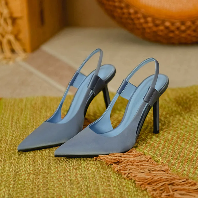 Spring Brand Slingback Sandals Pointed Toe Slip On Thin High Heel Ladies Elegant Pumps Shoes Drss Sanda