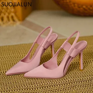 Spring Brand Slingback Sandals Pointed Toe Slip On Thin High Heel Ladies Elegant Pumps Shoes Drss Sanda