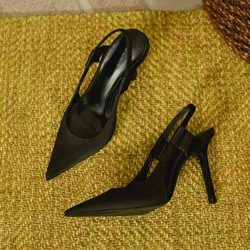 Spring Brand Slingback Sandals Pointed Toe Slip On Thin High Heel Ladies Elegant Pumps Shoes Drss Sanda