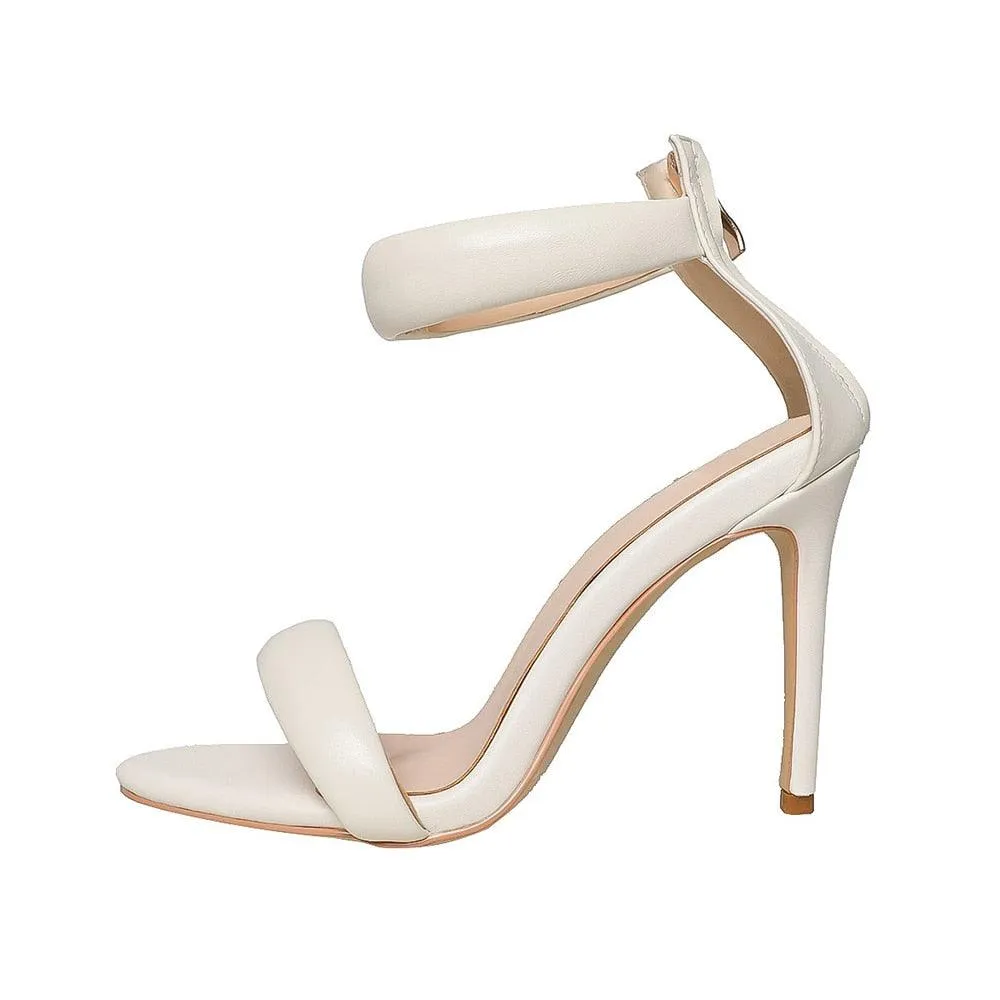 Super High Thin Heel Ankle-Wrap Sandals with Open Side Vamp for Party
