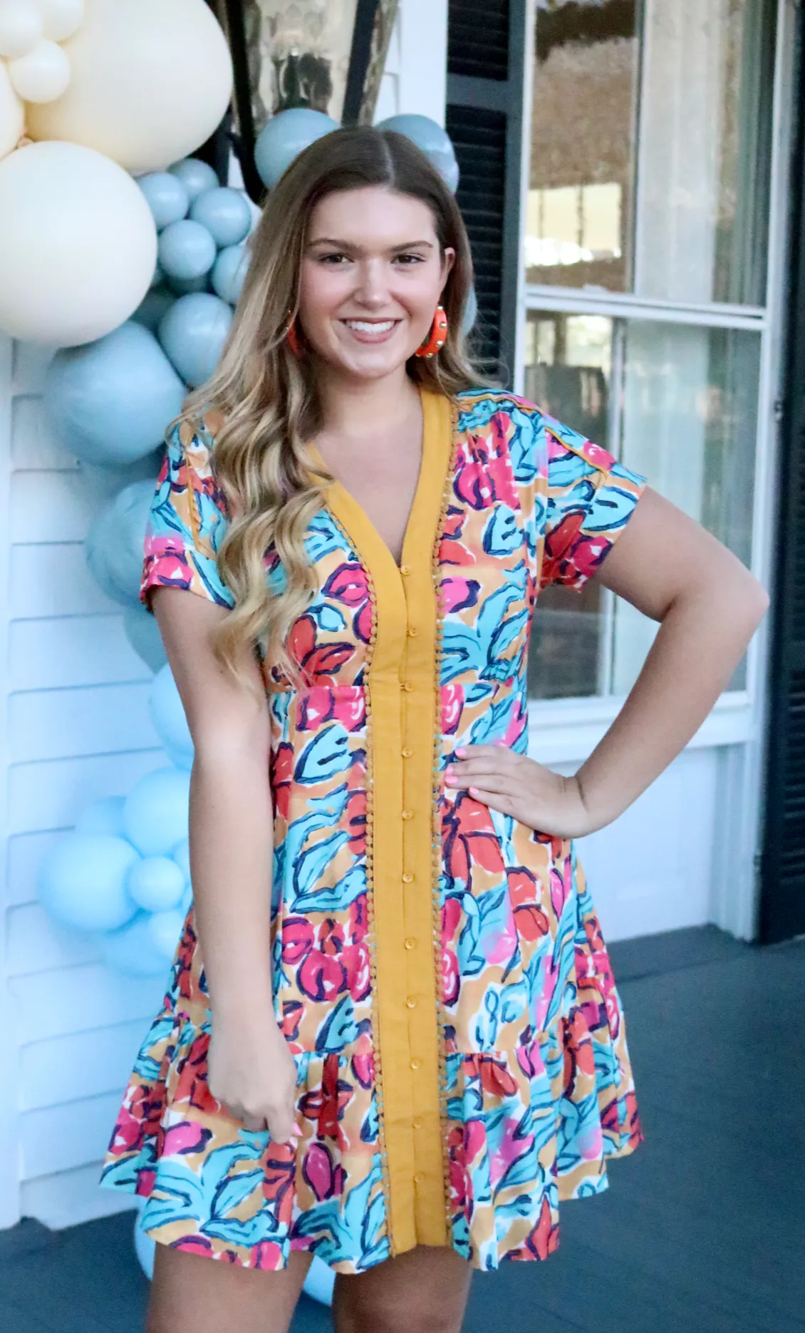 Tropical Bliss V Neck Trimmed Dress