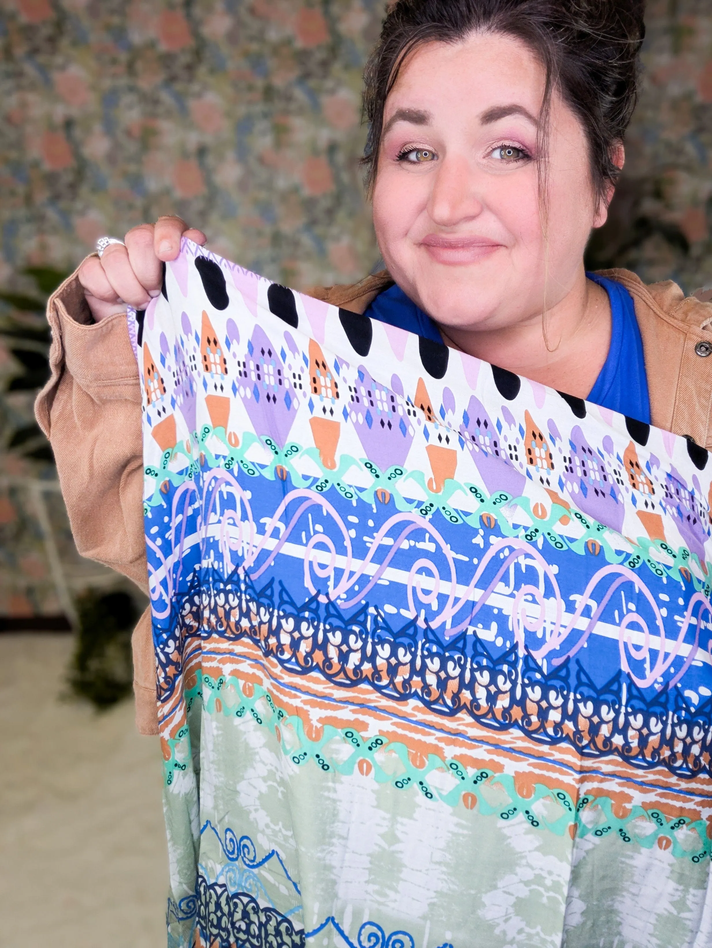 Weston Boho Print Skirt w/Stretch Waist   Tie