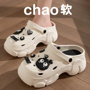Wholesale Increased height clogs, garden shoes, women's breathable sandals, foreign trade DIY black briquettes beach slippers