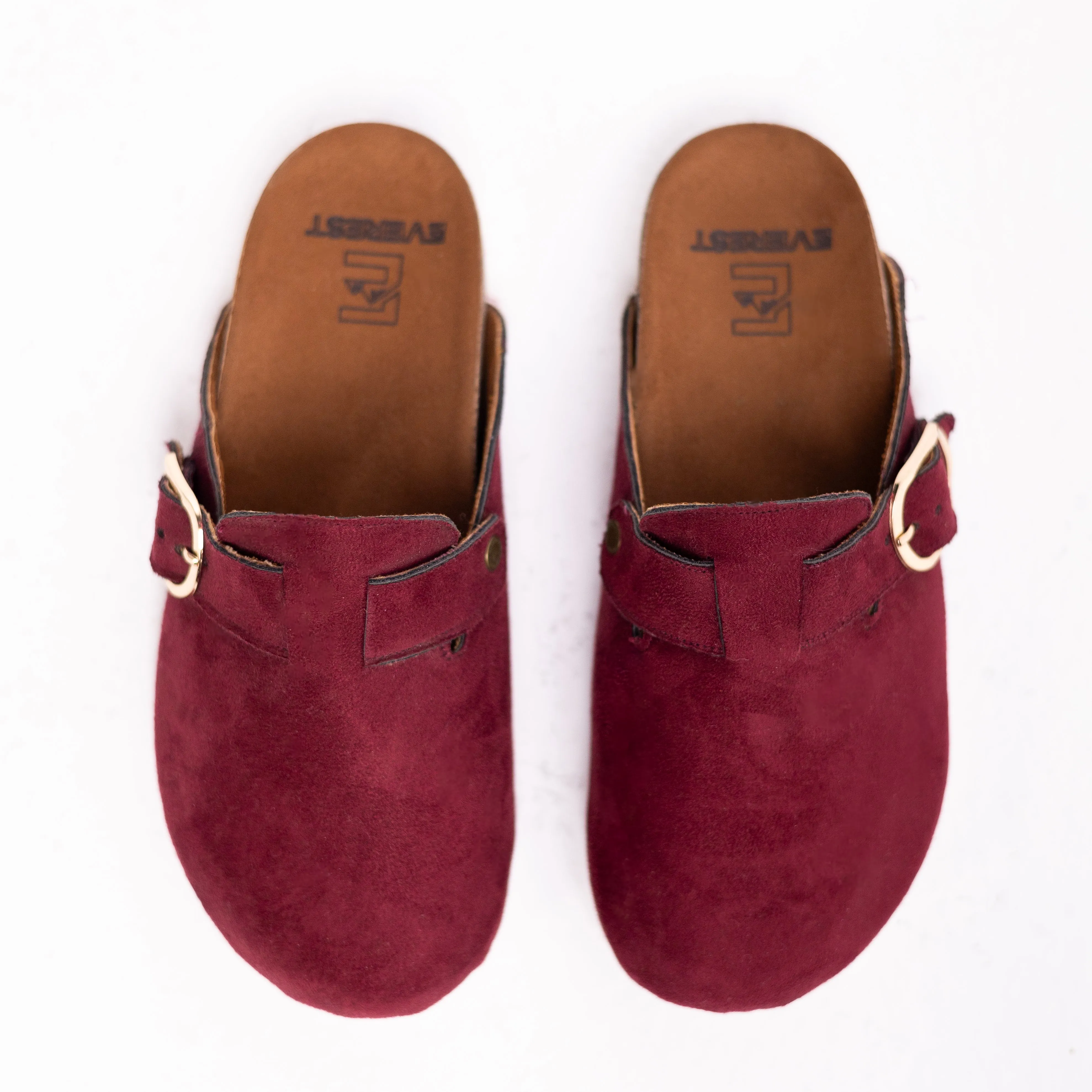 WOMEN'S BURGUNDY VELVET CLOGS