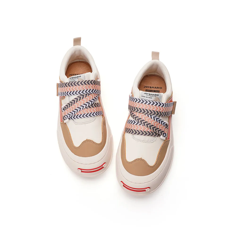 Women’s Slip-on Cow Suede and Fabric Platform Loafers in Apricot-87359W