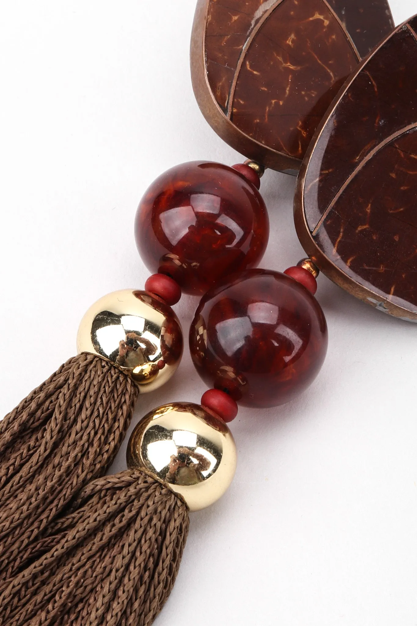 Wooden Tassel Drop Earrings