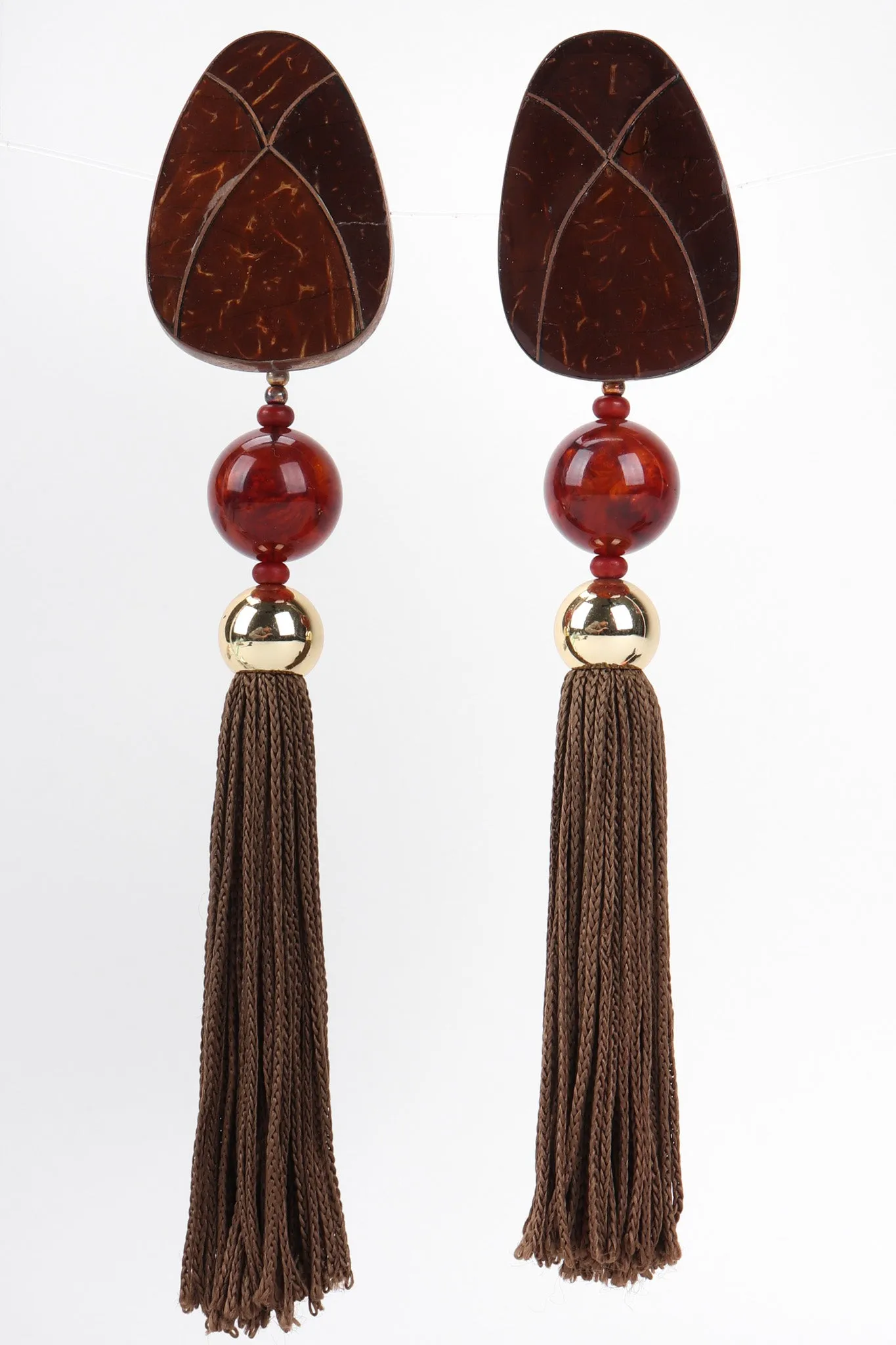 Wooden Tassel Drop Earrings