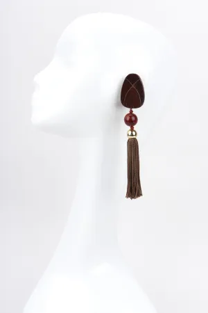 Wooden Tassel Drop Earrings