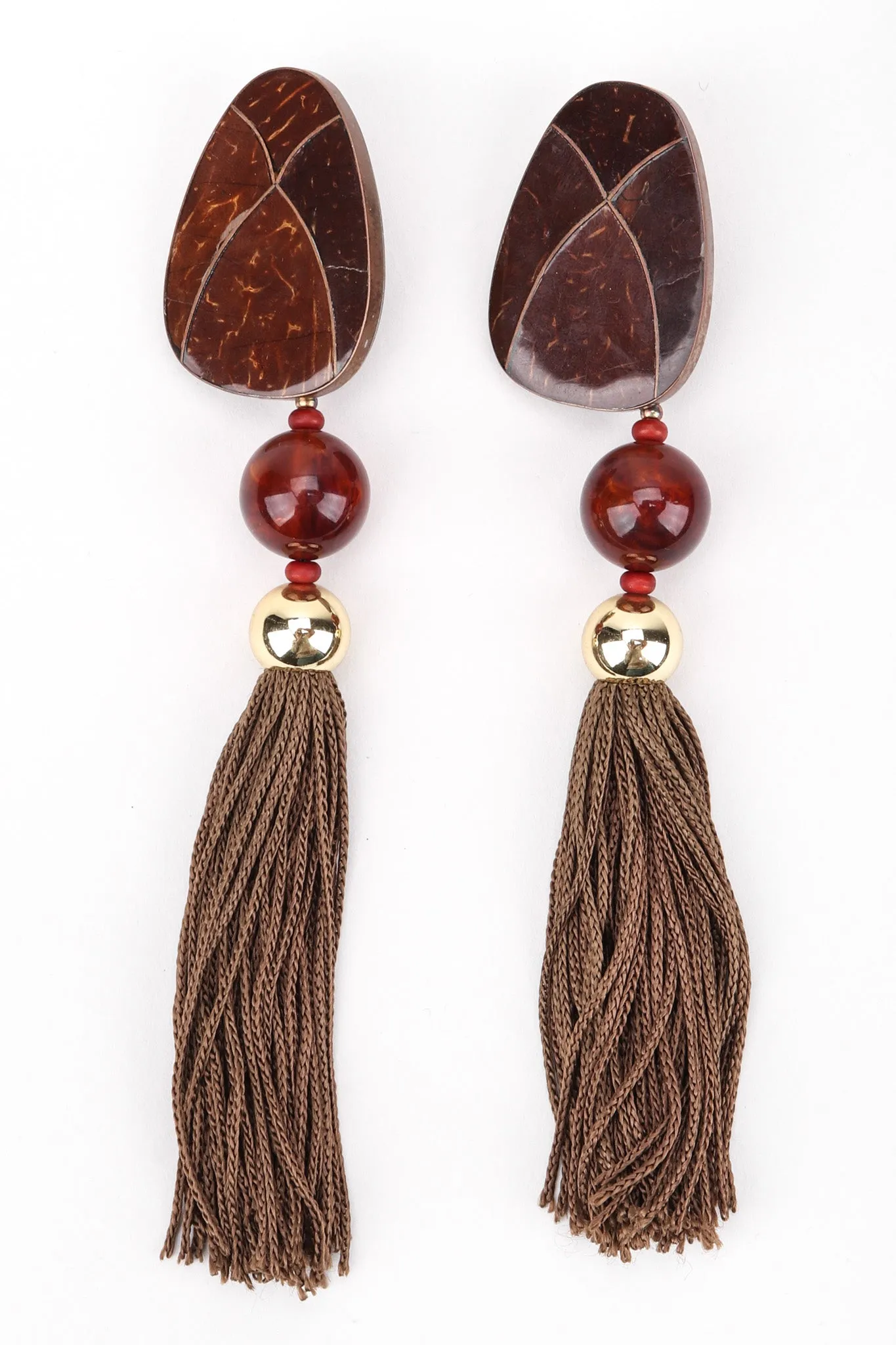 Wooden Tassel Drop Earrings